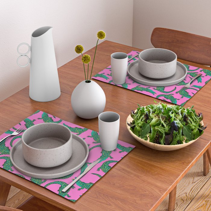 Crocodiles (Pink and Green) Placemat Gallery Image 2