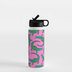 Crocodiles (Pink and Green) Water Bottle Gallery Image 1