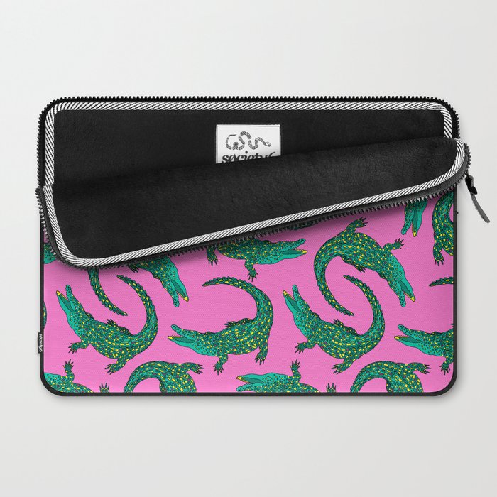Crocodiles (Pink and Green) Laptop Sleeve Gallery Image 2