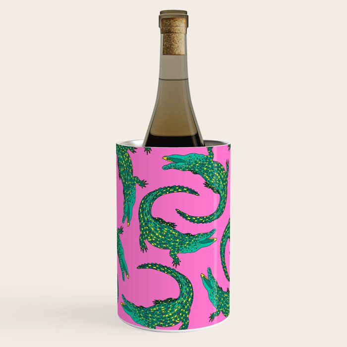 Crocodiles (Pink and Green) Wine Chiller Gallery Image 1