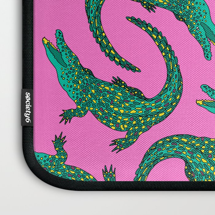 Crocodiles (Pink and Green) Laptop Sleeve Gallery Image 3