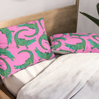 Crocodiles (Pink and Green) Pillow Sham Gallery Image 2