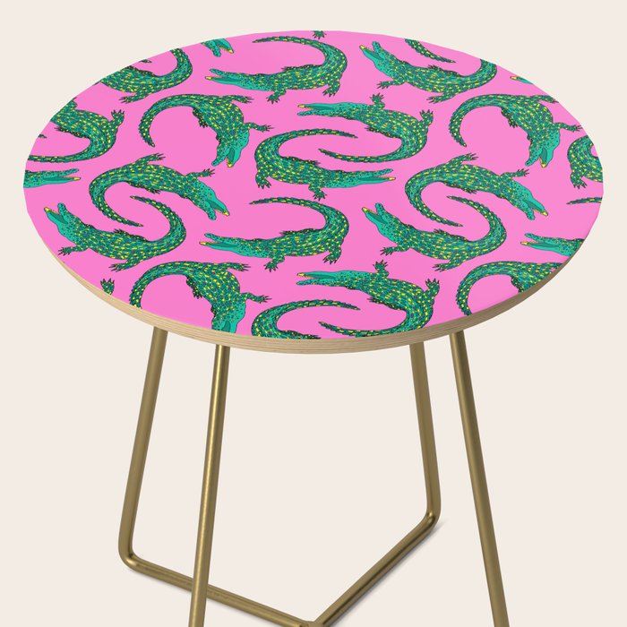 Crocodiles (Pink and Green) Side Table Gallery Image 2