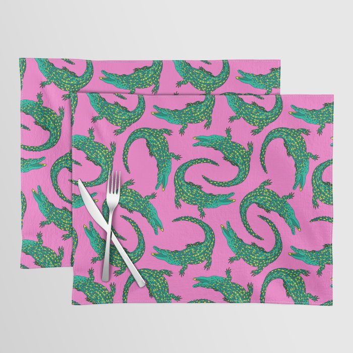 Crocodiles (Pink and Green) Placemat Gallery Image 1