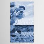 Rustic Country Barn Painting in Navy Blue Tablecloth Gallery Image 2