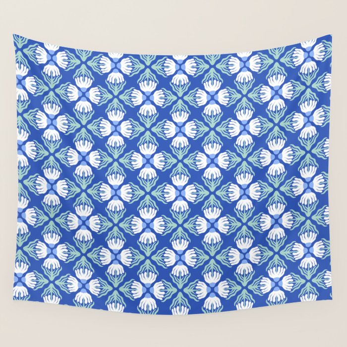 Funky Wavy Daisy Pattern Wall Tapestry Gallery Image 4
