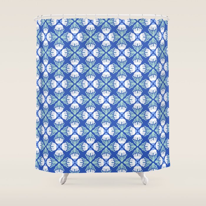 Funky Wavy Daisy Pattern Shower Curtain Gallery Image 1