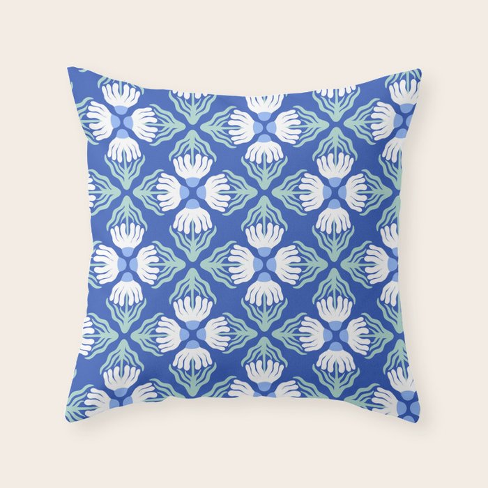 Funky Wavy Daisy Pattern Throw Pillow Gallery Image 1