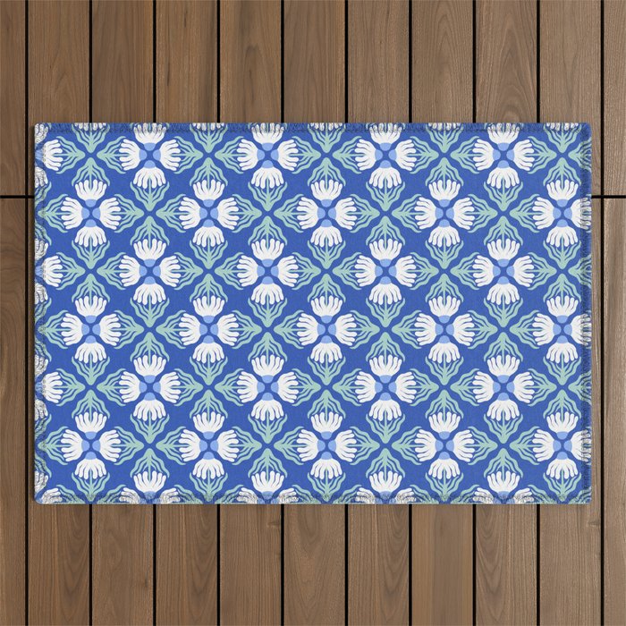Funky Wavy Daisy Pattern Outdoor Rug Gallery Image 1
