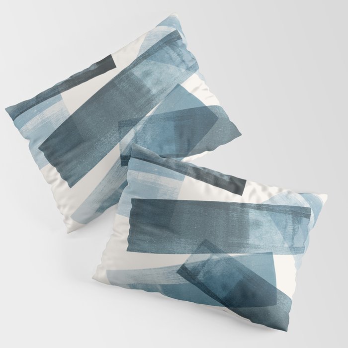 Rectangular Shapes Blue Geometric Abstract Pillow Sham Gallery Image 1