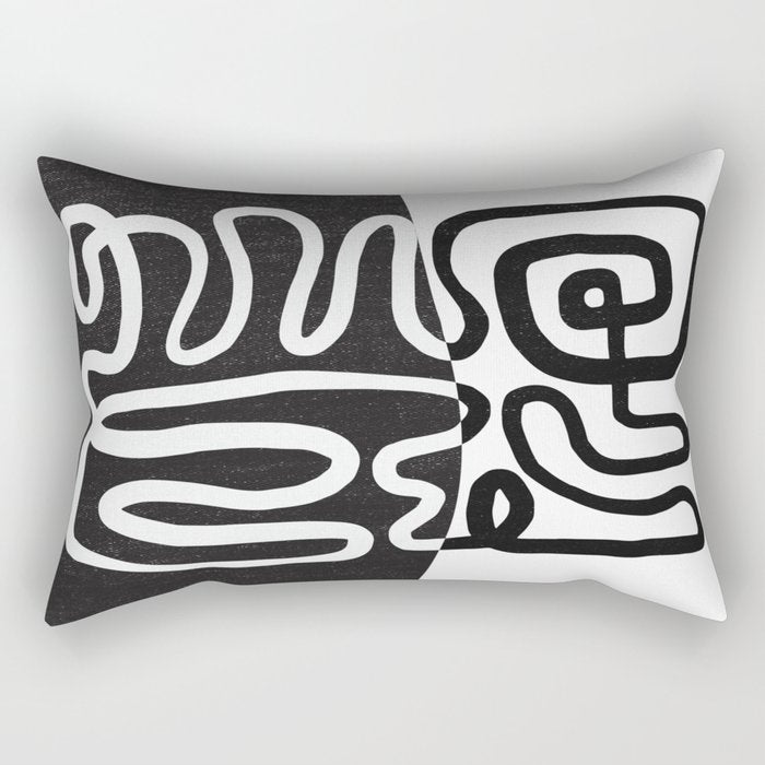 ABSTRACTION 01 | Black and White Abstract Series Rectangular Pillow Gallery Image 2