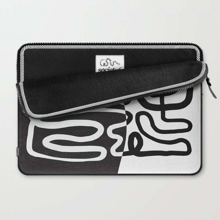 ABSTRACTION 01 | Black and White Abstract Series Laptop Sleeve Gallery Image 2