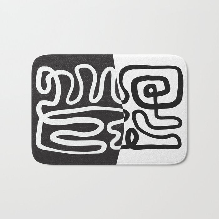 ABSTRACTION 01 | Black and White Abstract Series Bath Mat Gallery Image 1