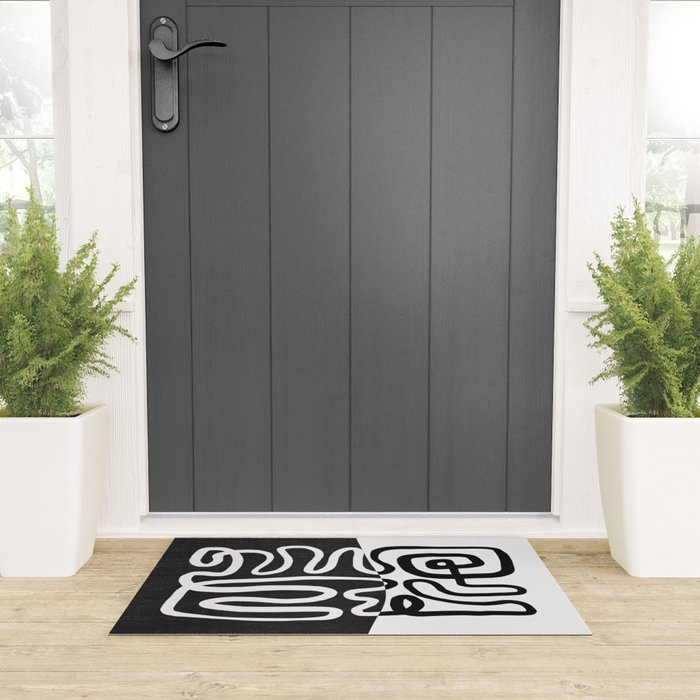 ABSTRACTION 01 | Black and White Abstract Series Welcome Mat Gallery Image 3
