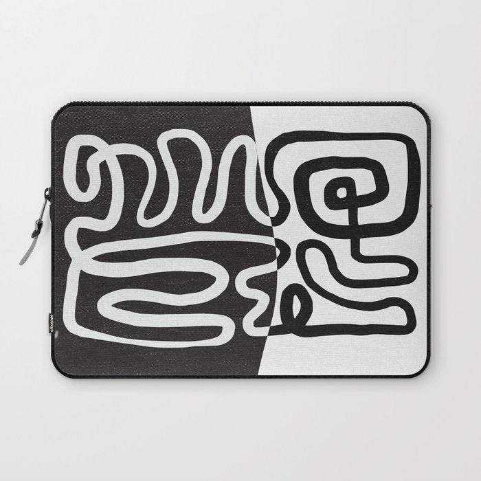 ABSTRACTION 01 | Black and White Abstract Series Laptop Sleeve Gallery Image 1