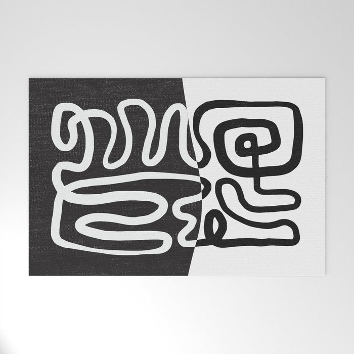 ABSTRACTION 01 | Black and White Abstract Series Welcome Mat Gallery Image 1