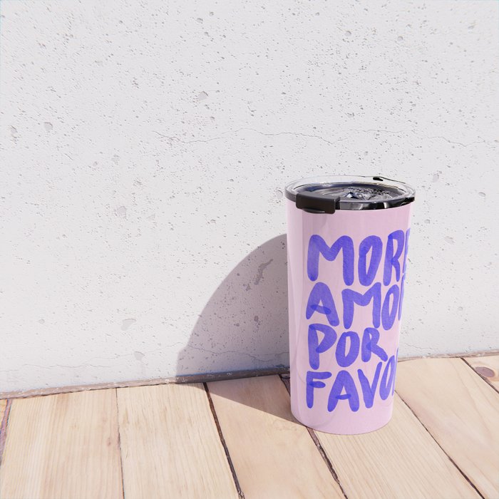 More Amor por favor - brush typography love quote Travel Mug Gallery Image 4