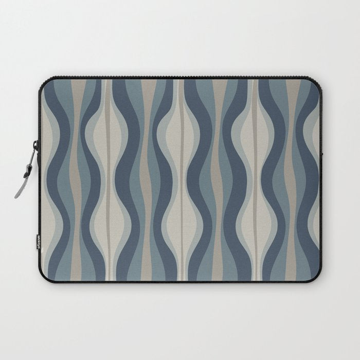 Hourglass Abstract Mid Century Modern Pattern in Neutral Blue Gray Tones Laptop Sleeve Gallery Image 1