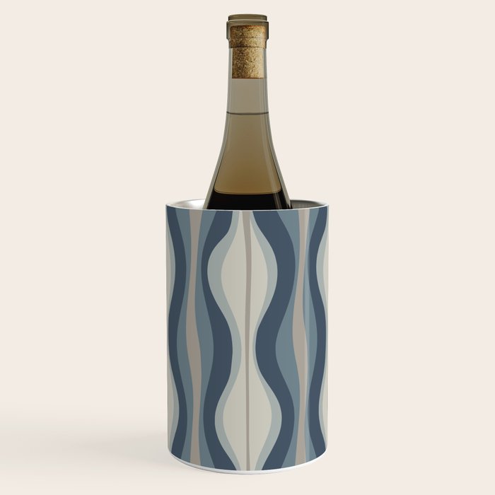 Hourglass Abstract Mid Century Modern Pattern in Neutral Blue Gray Tones Wine Chiller Gallery Image 1