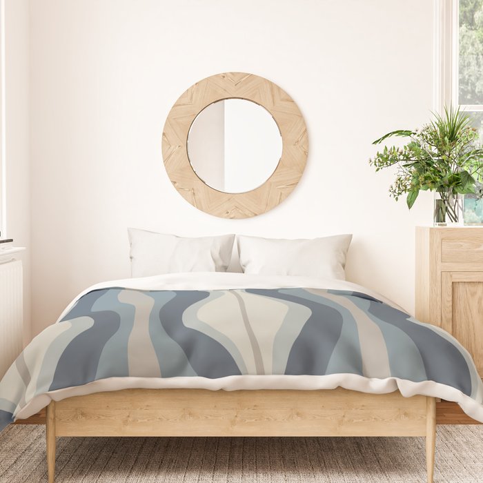 Hourglass Abstract Mid Century Modern Pattern in Neutral Blue Gray Tones Duvet Cover Gallery Image 3