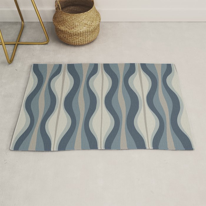 Hourglass Abstract Mid Century Modern Pattern in Neutral Blue Gray Tones Rug Gallery Image 1