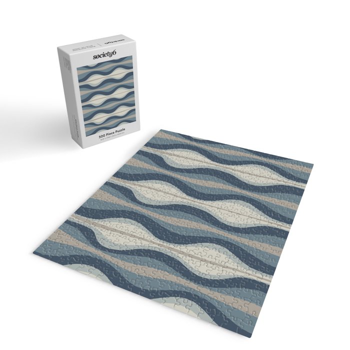 Hourglass Abstract Mid Century Modern Pattern in Neutral Blue Gray Tones Jigsaw Puzzle Gallery Image 2
