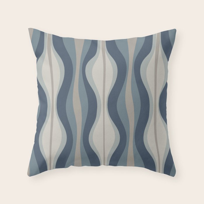 Hourglass Abstract Mid Century Modern Pattern in Neutral Blue Gray Tones Throw Pillow Gallery Image 6