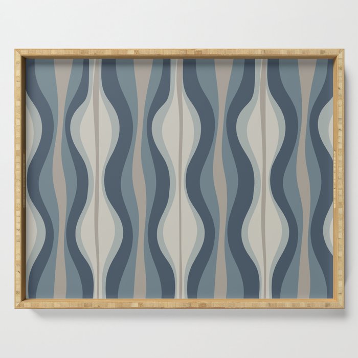 Hourglass Abstract Mid Century Modern Pattern in Neutral Blue Gray Tones Serving Tray Gallery Image 1