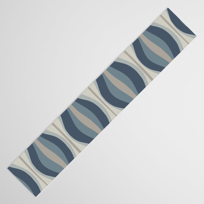 Hourglass Abstract Mid Century Modern Pattern in Neutral Blue Gray Tones Table Runner Gallery Image 3