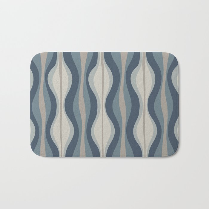 Hourglass Abstract Mid Century Modern Pattern in Neutral Blue Gray Tones Bath Mat Gallery Image 1