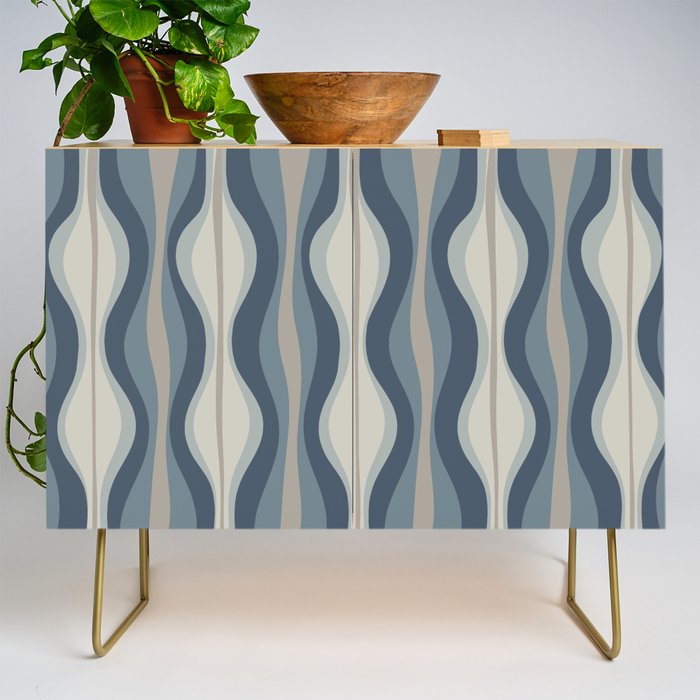 Hourglass Abstract Mid Century Modern Pattern in Neutral Blue Gray Tones Credenza Gallery Image 1
