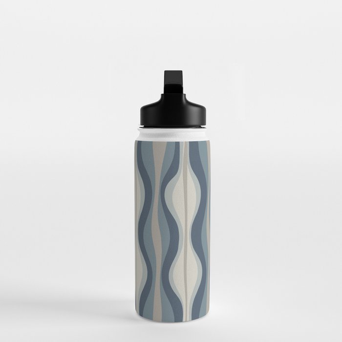 Hourglass Abstract Mid Century Modern Pattern in Neutral Blue Gray Tones Water Bottle Gallery Image 3
