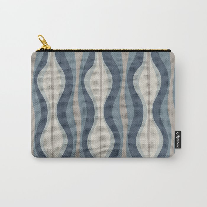 Hourglass Abstract Mid Century Modern Pattern in Neutral Blue Gray Tones Carry All Pouch Gallery Image 1