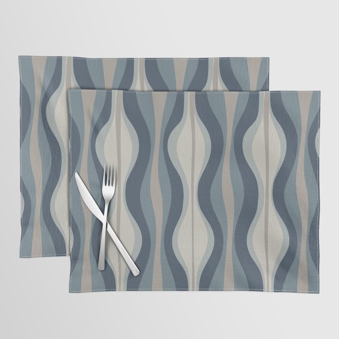 Hourglass Abstract Mid Century Modern Pattern in Neutral Blue Gray Tones Placemat Gallery Image 1