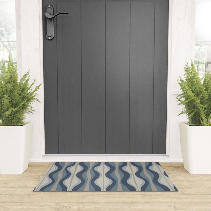 Hourglass Abstract Mid Century Modern Pattern in Neutral Blue Gray Tones Welcome Mat Gallery Image 3
