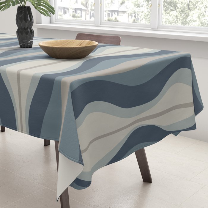 Hourglass Abstract Mid Century Modern Pattern in Neutral Blue Gray Tones Tablecloth Gallery Image 3