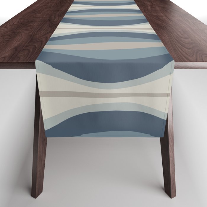 Hourglass Abstract Mid Century Modern Pattern in Neutral Blue Gray Tones Table Runner Gallery Image 1