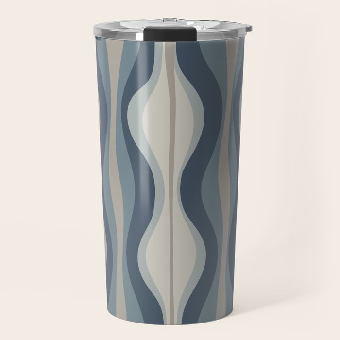 Hourglass Abstract Mid Century Modern Pattern in Neutral Blue Gray Tones Travel Mug Gallery Image 1