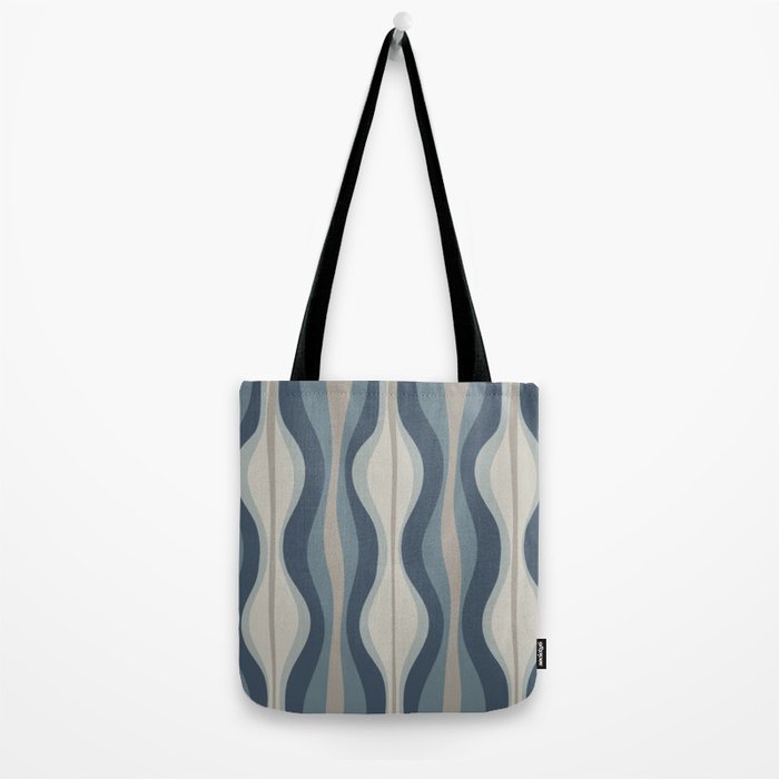 Hourglass Abstract Mid Century Modern Pattern in Neutral Blue Gray Tones Tote Bag Gallery Image 2