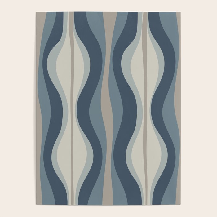 Hourglass Abstract Mid Century Modern Pattern in Neutral Blue Gray Tones Poster Gallery Image 4