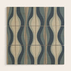 Hourglass Abstract Mid Century Modern Pattern in Neutral Blue Gray Tones Wood Wall Art Gallery Image 1