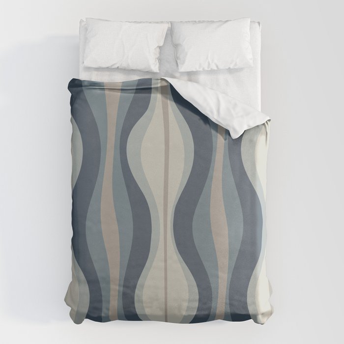 Hourglass Abstract Mid Century Modern Pattern in Neutral Blue Gray Tones Duvet Cover Gallery Image 1