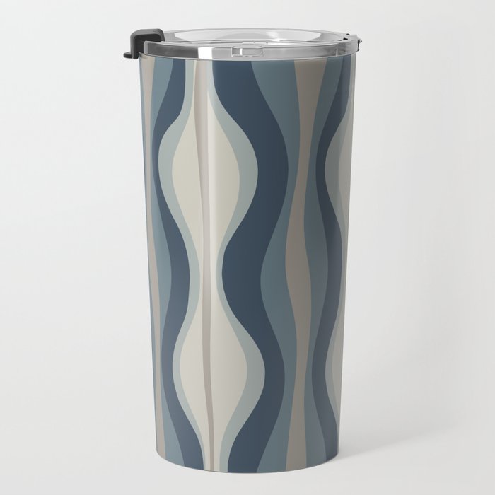 Hourglass Abstract Mid Century Modern Pattern in Neutral Blue Gray Tones Travel Mug Gallery Image 3