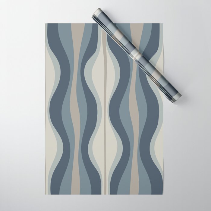 Hourglass Abstract Mid Century Modern Pattern in Neutral Blue Gray Tones Wrapping Paper Gallery Image 1