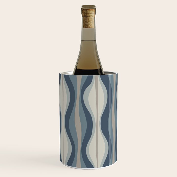 Hourglass Abstract Mid Century Modern Pattern in Neutral Blue Gray Tones Wine Chiller Gallery Image 2