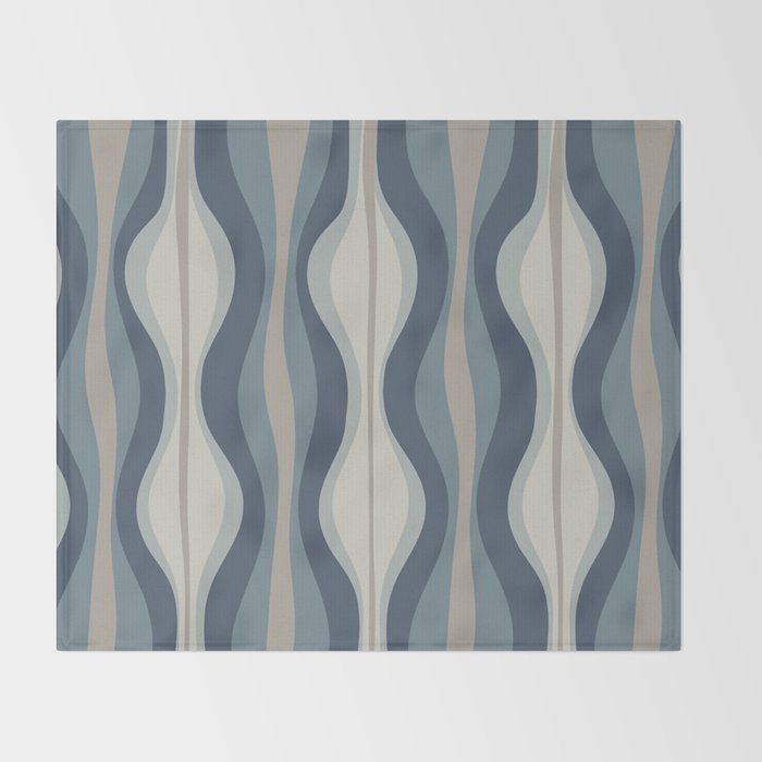 Hourglass Abstract Mid Century Modern Pattern in Neutral Blue Gray Tones Throw Blanket Gallery Image 2