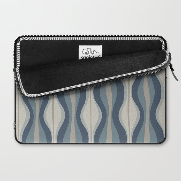 Hourglass Abstract Mid Century Modern Pattern in Neutral Blue Gray Tones Laptop Sleeve Gallery Image 2