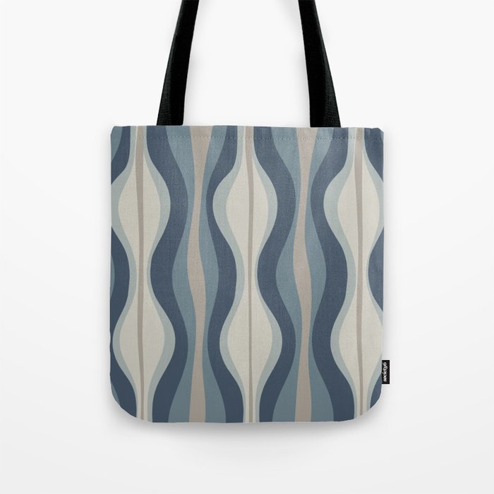 Hourglass Abstract Mid Century Modern Pattern in Neutral Blue Gray Tones Tote Bag Gallery Image 1