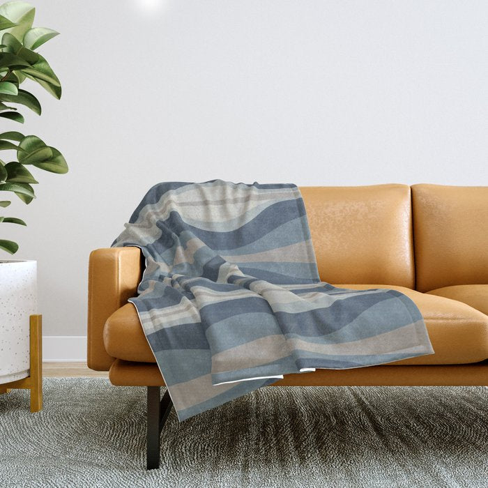 Hourglass Abstract Mid Century Modern Pattern in Neutral Blue Gray Tones Throw Blanket Gallery Image 1