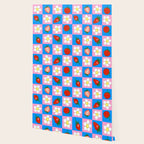 Strawberry Checkerboard - Blue And Pink Wallpaper Gallery Image 2